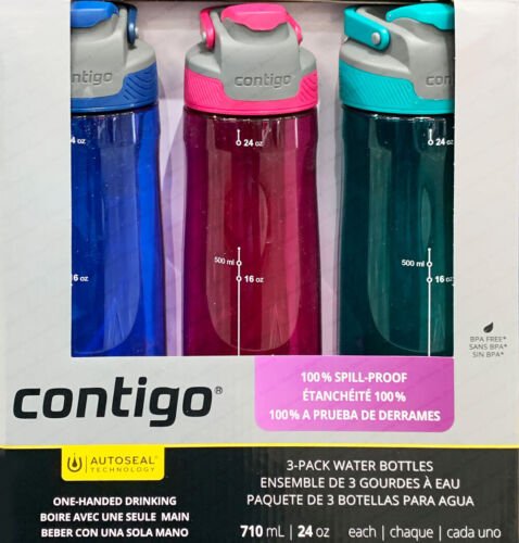 KTechWorld - Contigo Autoseal Spill Proof 709ml Water Bottles - 3 Pack - KTechWorld