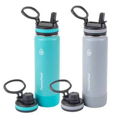 Thermoflask Water Bottles With Changeable Lids, 710ml - 2 Pack - KTechWorld